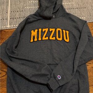 Champion Dark Gray Crewneck Hoodie with Gold MIZZOU Appliqué